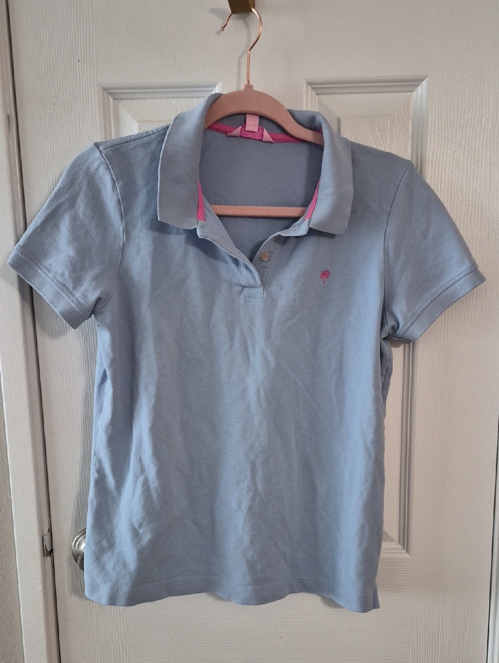 Lilly Pulitzer Light Blue Polo with Pink Trim
